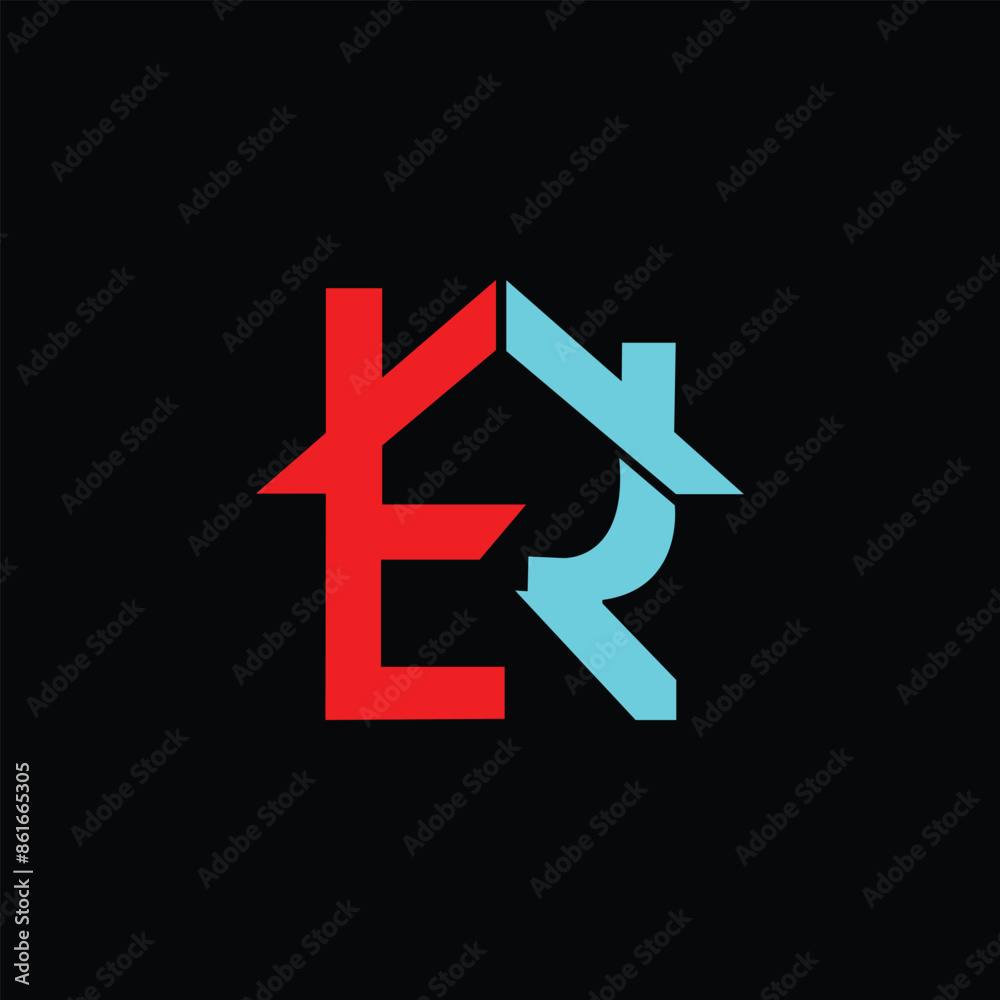 ER logo letter design on luxury background. ER logo letter design on luxury background.