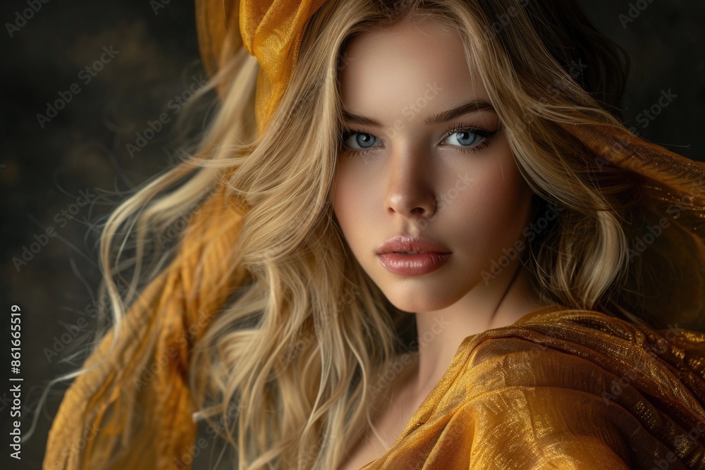 A beautiful blonde woman with blue eyes posing for a picture A beautiful blonde woman with blue eyes posing for a picture