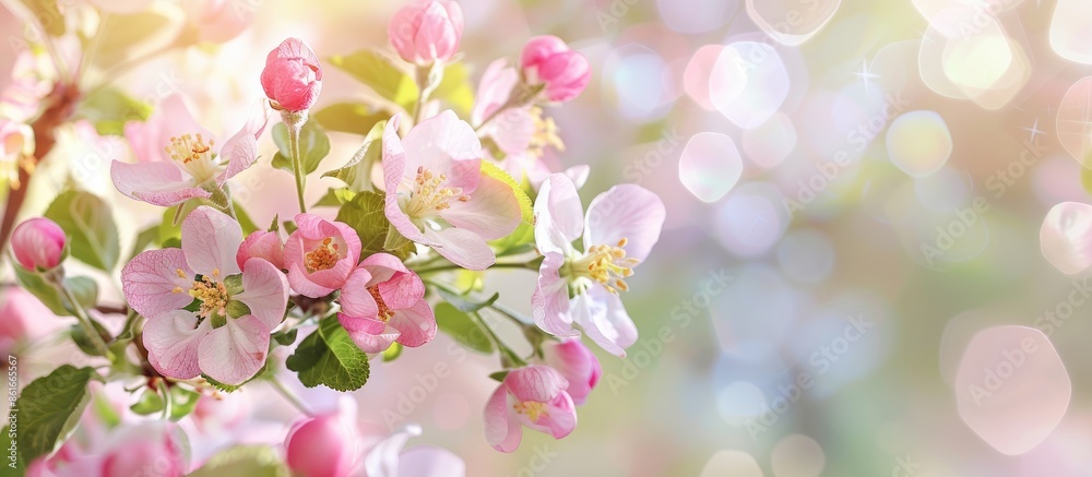 Flowering apple tree branches in spring with pink flowers, perfect for a copy space image. Flowering apple tree branches in spring with pink flowers, perfect for a copy space image.