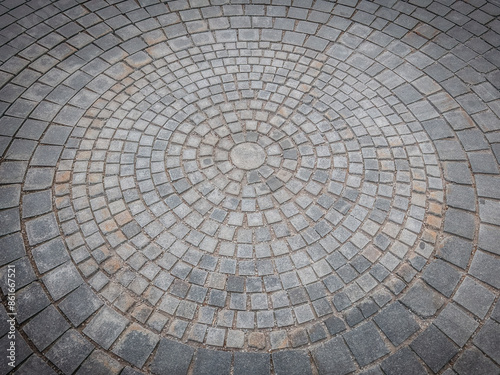 Obraz na plátně radial design of cobblestone pavement surface