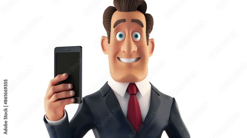Confident Businessman Using Smartphone in Professional Office Setting