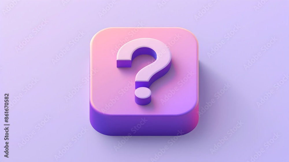 3D Question Mark Icon on Minimal Pink and Purple Background 3D Question Mark Icon on Minimal Pink and Purple Background
