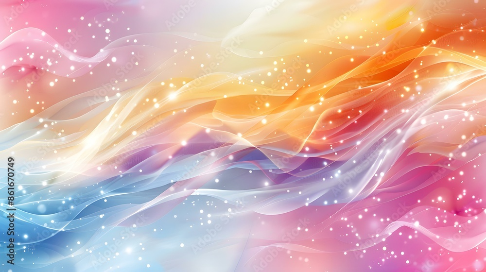 Colorful Abstract Background with Wavy Lines and Sparkles Colorful Abstract Background with Wavy Lines and Sparkles
