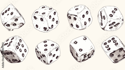 Dices vector sketch icon isolated on background. 