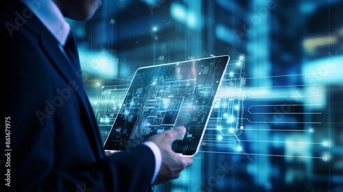 Mobile technology business concept, artificial intelligence, global connection network 