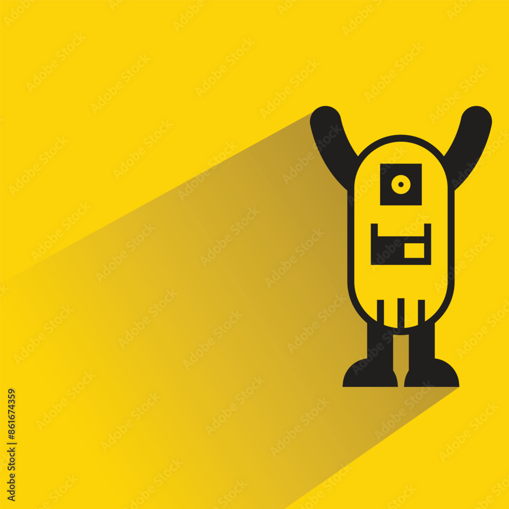 cute monster character with drop shadow on yellow background cute monster character with drop shadow on yellow background