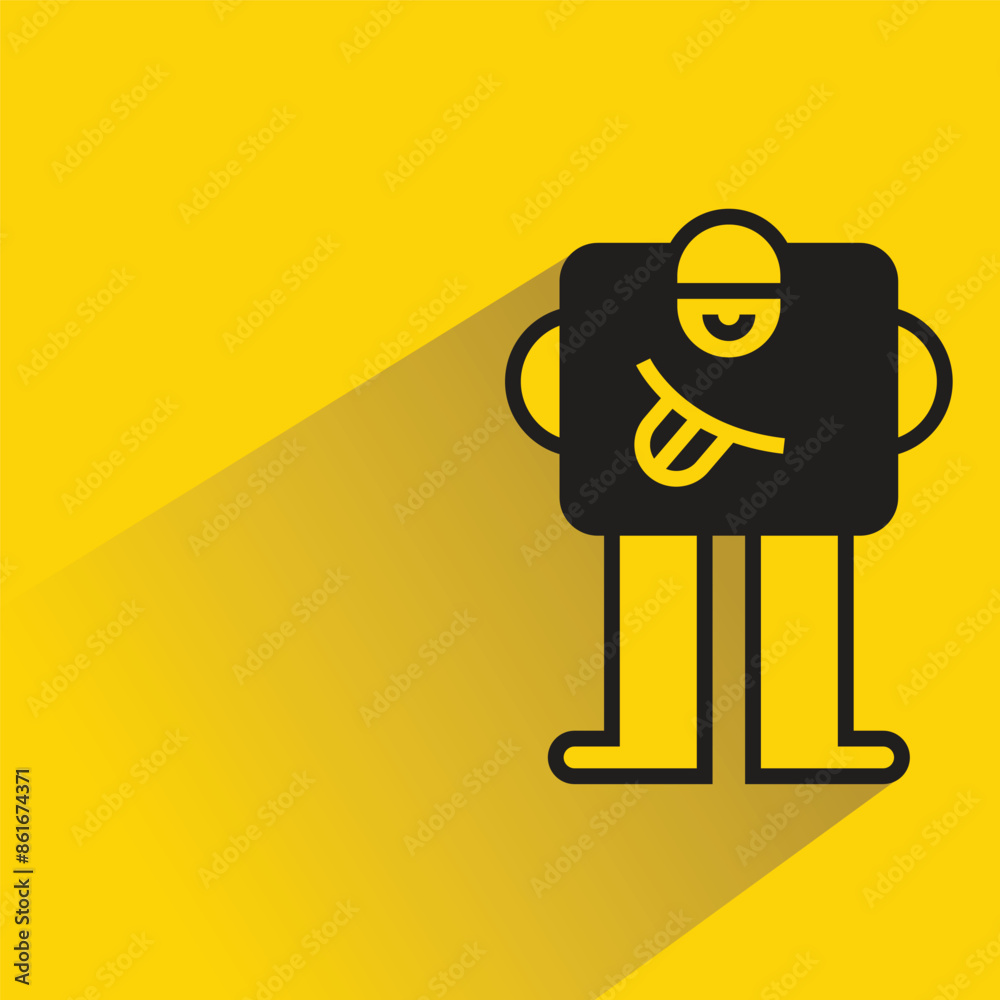 cute monster character with drop shadow on yellow background cute monster character with drop shadow on yellow background