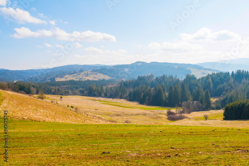 Fototapeta Naklejka Na Ścianę i Meble -  Picturesque Landscapes of the Beskids. The Surroundings of the Town of Wisła