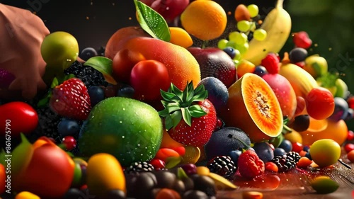 collection of cinamtic fruits Video 4K  photo