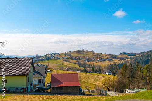 Fototapeta Naklejka Na Ścianę i Meble -  Picturesque Landscapes of the Beskids. The Surroundings of the Town of Wisła