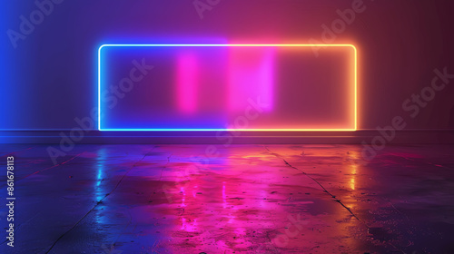 Live neon background. Template with glowing live text and border, photo