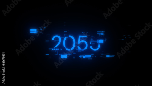 Tableau sur toile 3D rendering 2055 text with screen effects of technological glitches