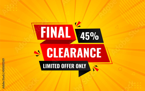 Final clearance special sale banner template design, Special offer sale tag, sale offer banner. Sale discount promotion template for marketing, vector editable illustration.