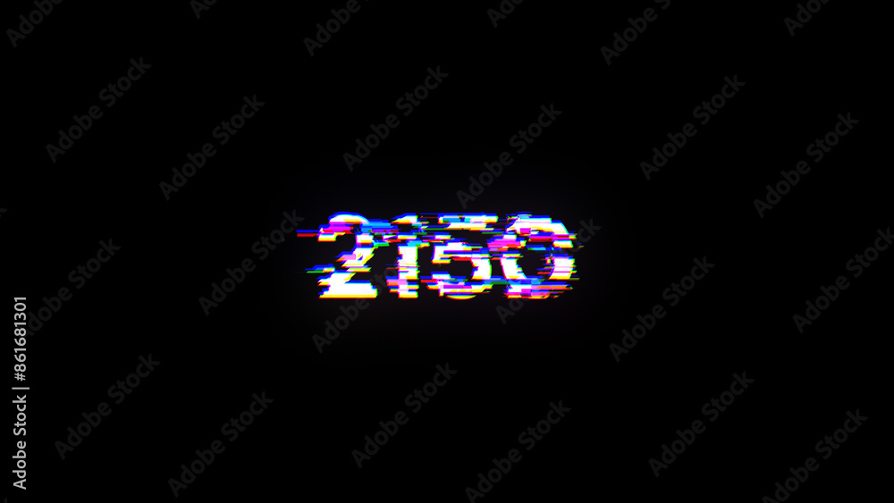 3D rendering 2150 text with screen effects of technological glitches 3D rendering 2150 text with screen effects of technological glitches