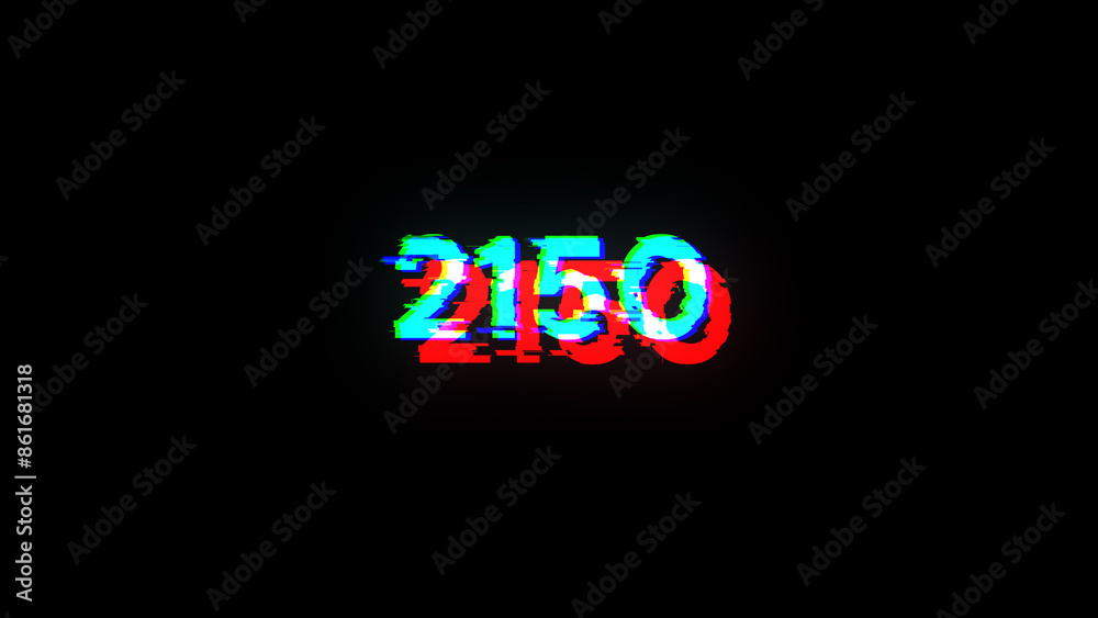 3D rendering 2150 text with screen effects of technological glitches 3D rendering 2150 text with screen effects of technological glitches