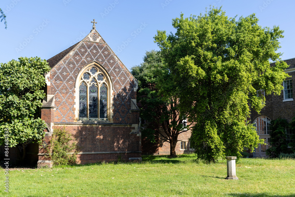 Naklejka premium Exterior of chapel with window at Fulham palace, London, England