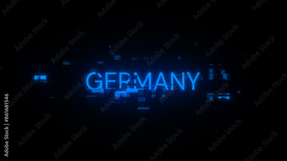 3D rendering Germany text with screen effects of technological glitches 3D rendering Germany text with screen effects of technological glitches