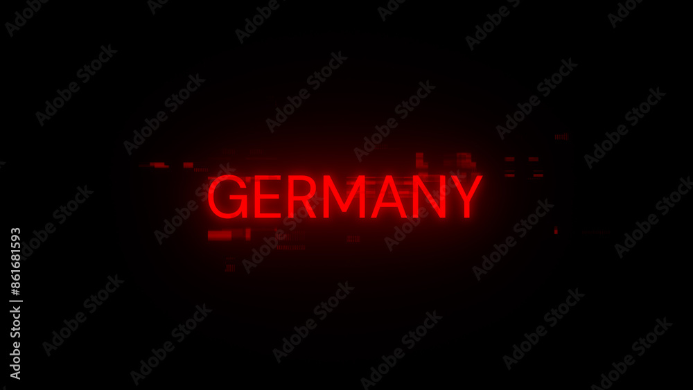 Obraz premium 3D rendering Germany text with screen effects of technological glitches