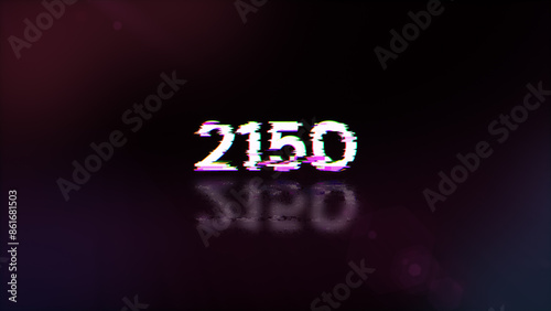 3D rendering 2150 text with screen effects of technological glitches