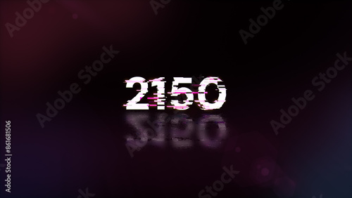 3D rendering 2150 text with screen effects of technological glitches