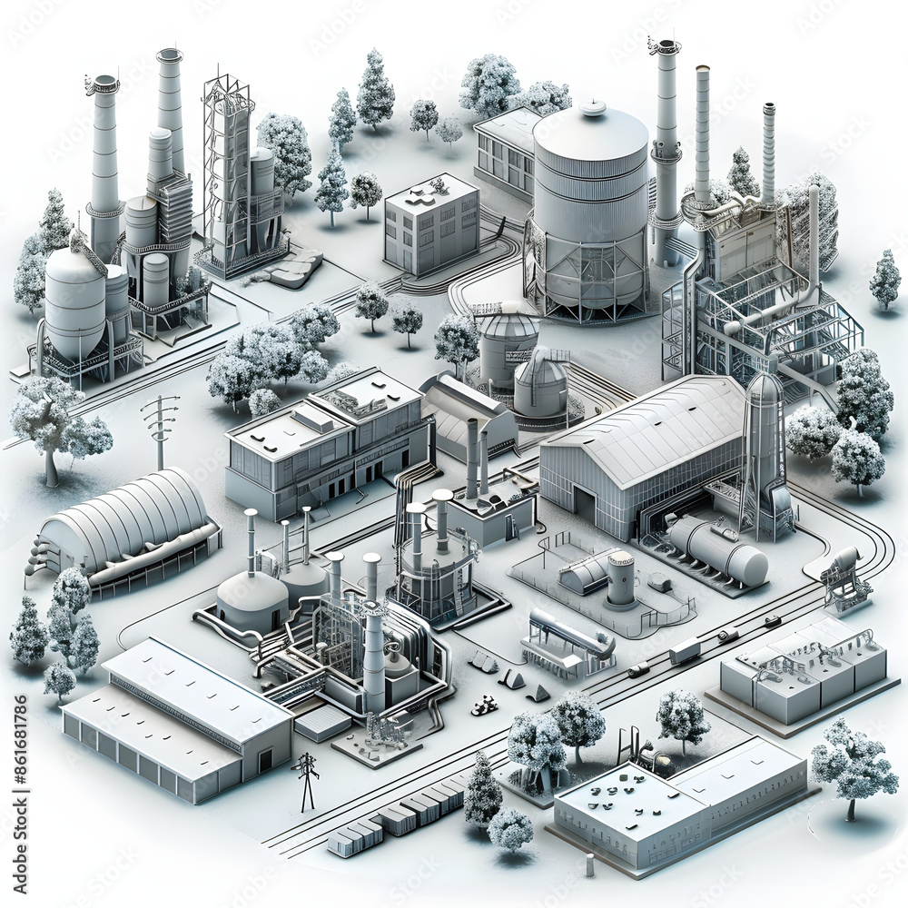 Industrial illustrations, factory images, working machinery images Industrial illustrations, factory images, working machinery images