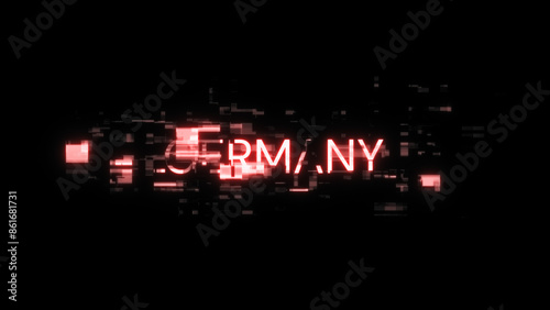 3D rendering Germany text with screen effects of technological glitches