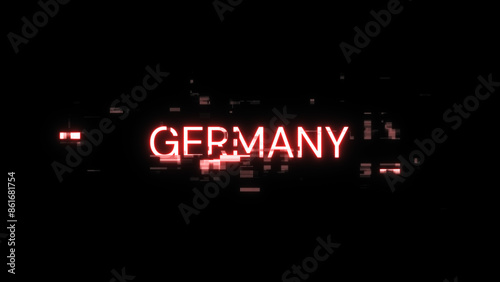 3D rendering Germany text with screen effects of technological glitches
