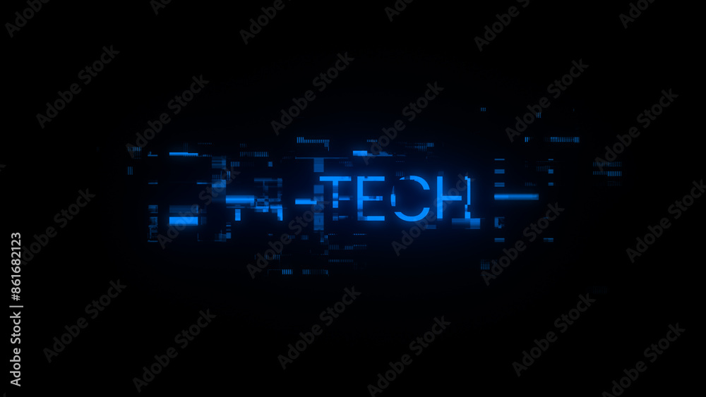 3D rendering hi tech text with screen effects of technological glitches 3D rendering hi tech text with screen effects of technological glitches