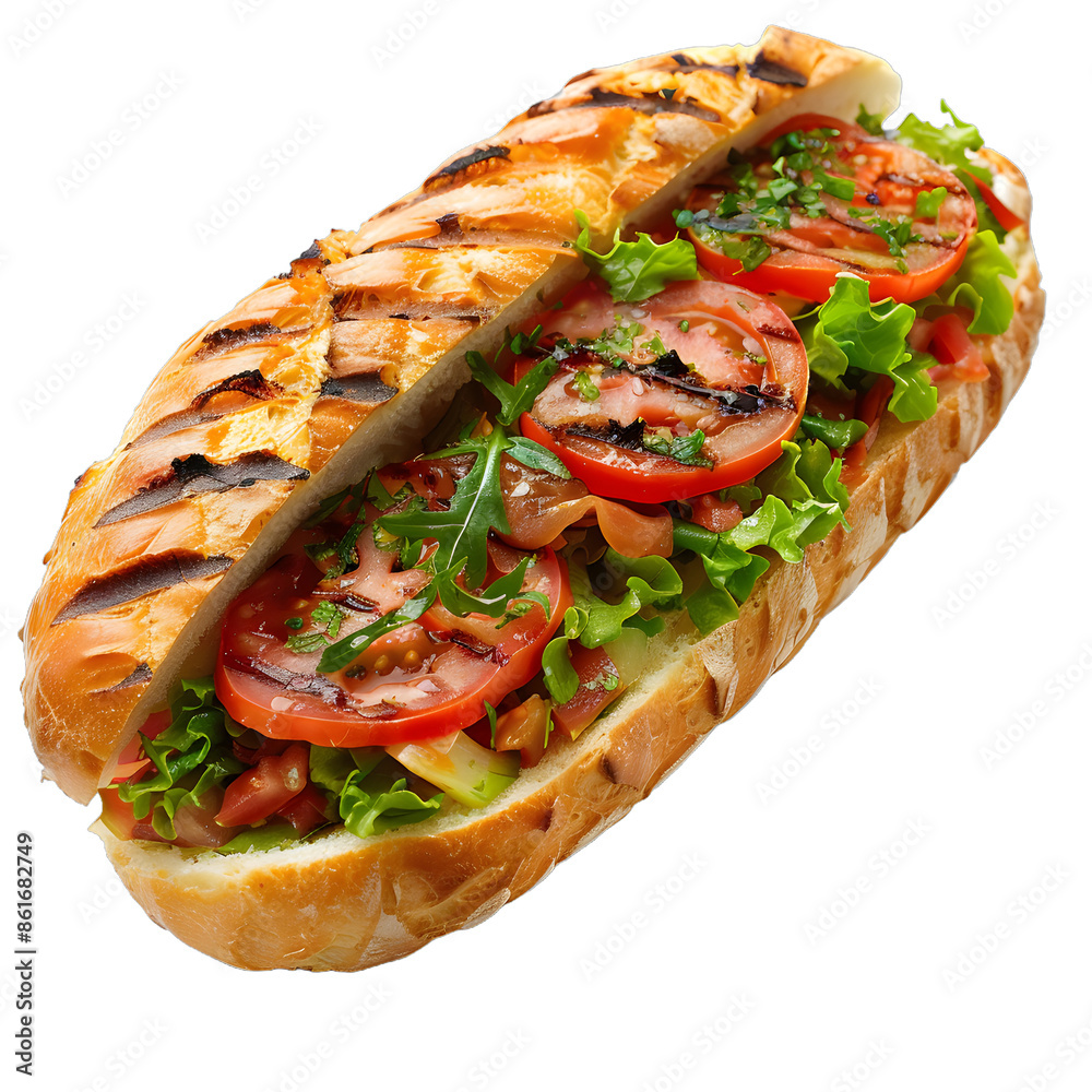 [Transparent Background PNG]Grilled Vegetable Sandwich on White Background