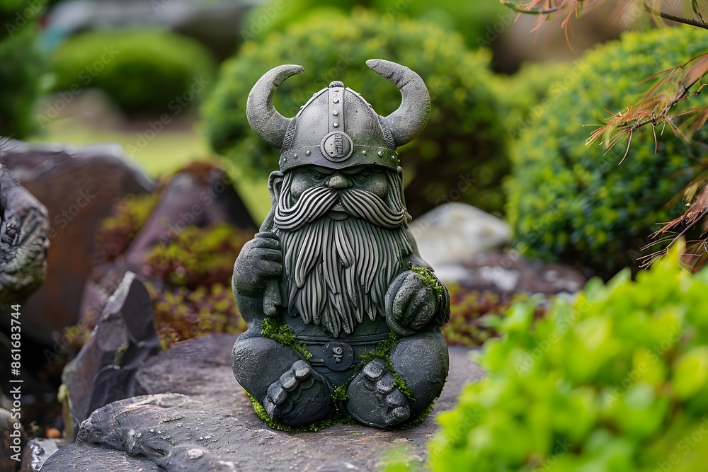 Little Viking gnome sitting in the garden Little Viking gnome sitting in the garden