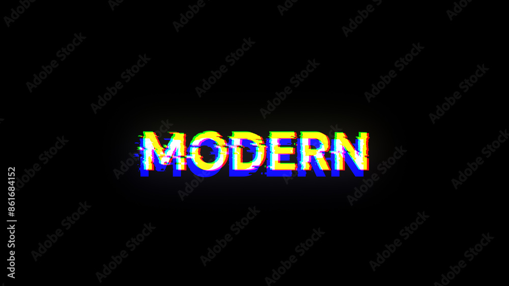 3D rendering Modern text with screen effects of technological glitches 3D rendering Modern text with screen effects of technological glitches