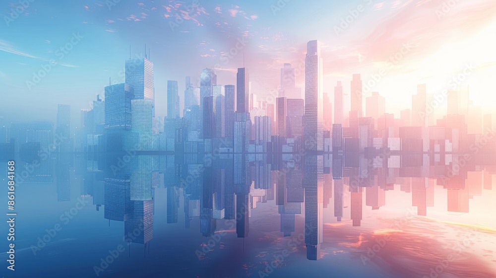 A 3D illustration of a futuristic city skyline, with skyscrapers and buildings designed in a sleek, modern style, suitable for use in annual reports or presentations. A 3D illustration of a futuristic city skyline, with skyscrapers and buildings designed in a sleek, modern style, suitable for use in annual reports or presentations.
