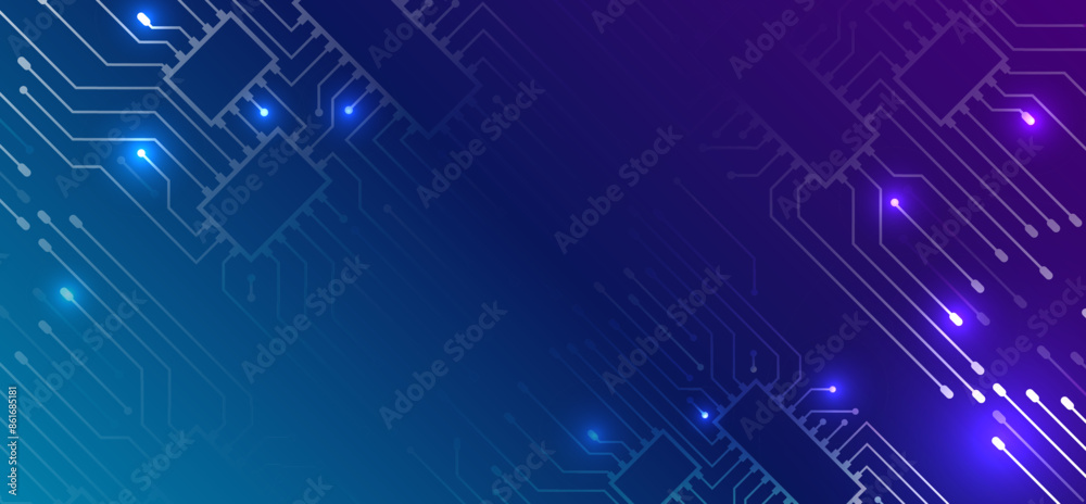 Fototapeta premium Abstract circles and lines futuristic concept. Data transfer and protection, internet communication on a blue background. High computer technology design. Modern science vector presentation.