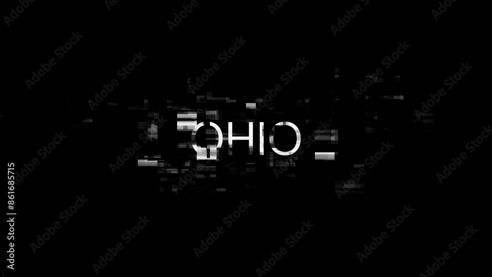 3D rendering Ohio text with screen effects of technological glitches 3D rendering Ohio text with screen effects of technological glitches