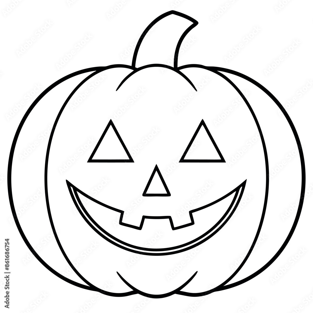 Simple pumpkin colouring page in vector format for children
