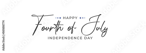 Happy Fourth of July Calligraphic Typography Text for USA Independence Day Background Design, Greeting Card, Cover, Banner. Vector Template