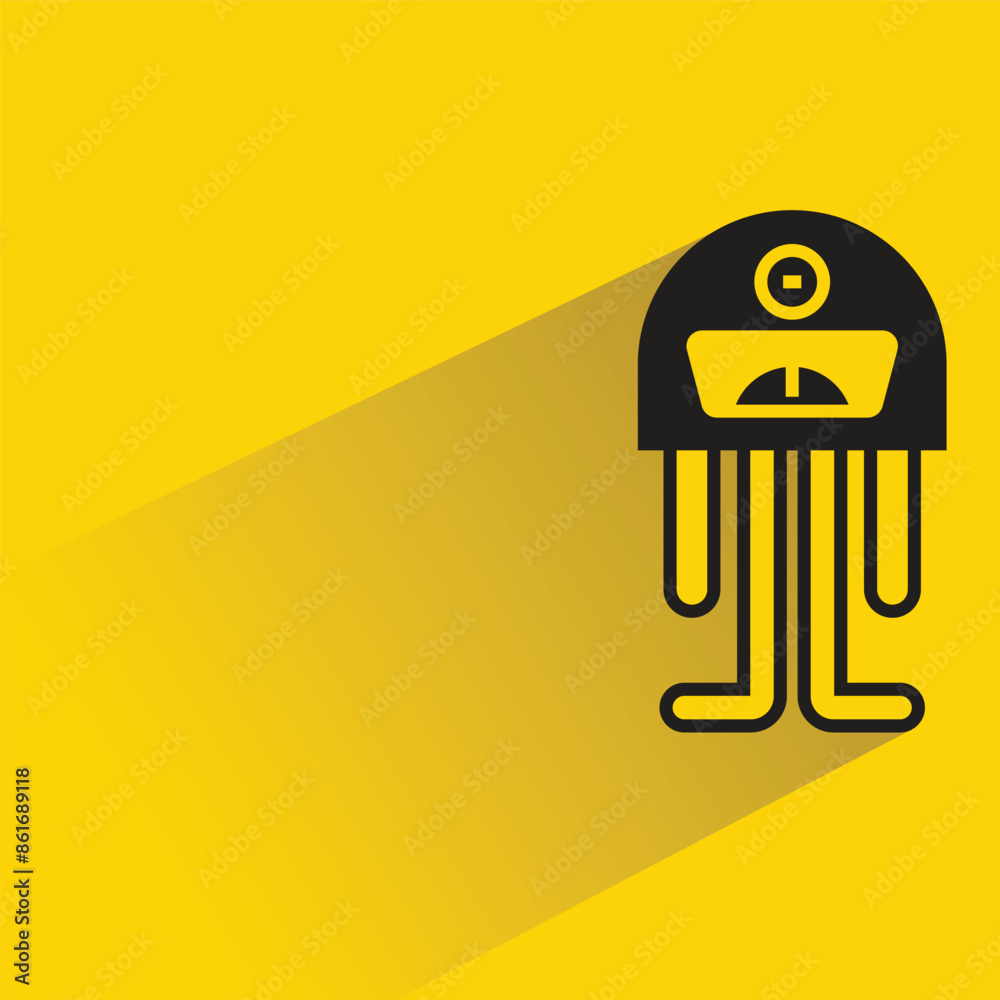 cute monster character with shadow on yellow background cute monster character with shadow on yellow background