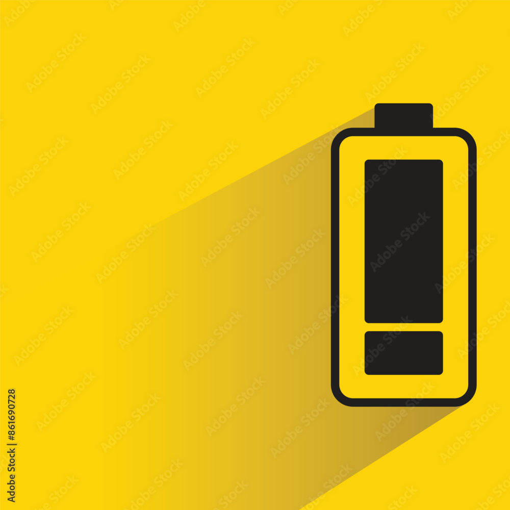 battery icon with shadow on yellow background battery icon with shadow on yellow background