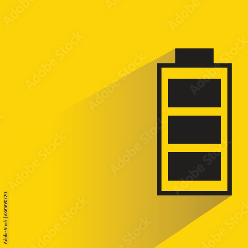 battery icon with shadow on yellow background