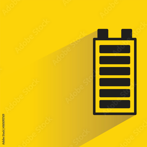battery icon with shadow on yellow background
