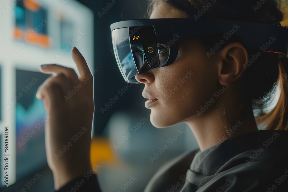 person using augmented reality glasses, AI integration, future technology concept person using augmented reality glasses, AI integration, future technology concept