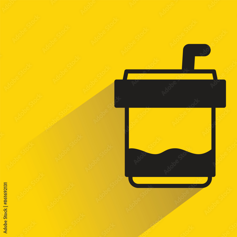 coffee cup with shadow on yellow background coffee cup with shadow on yellow background