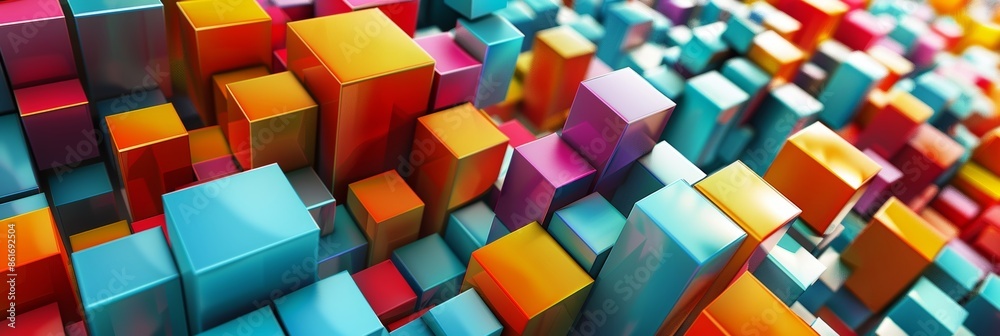 A stunning composition of colorful cubes resembling a vibrant cityscape. A stunning composition of colorful cubes resembling a vibrant cityscape.