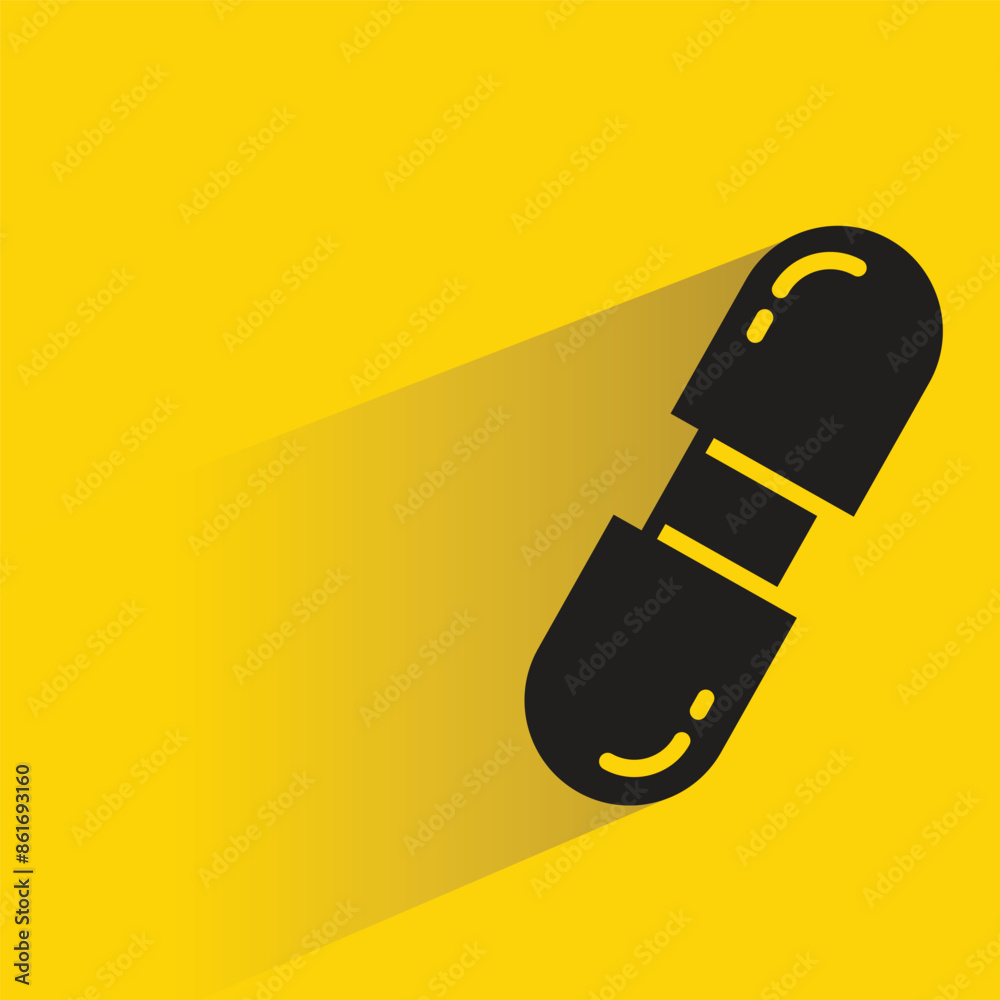 capsule icon with shadow on yellow background capsule icon with shadow on yellow background