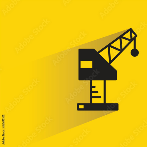 port crane icon with shadow on yellow background
