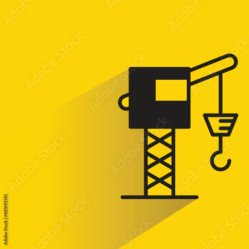 port crane icon with shadow on yellow background