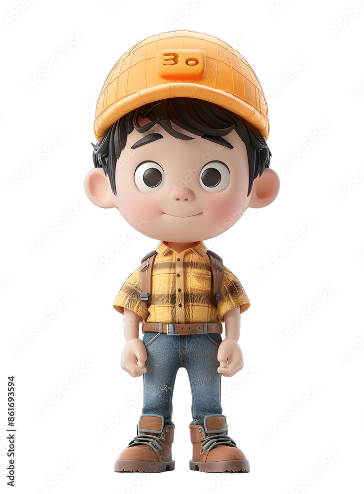 [Transparent Background PNG]3D Cartoon Boy with Backpack