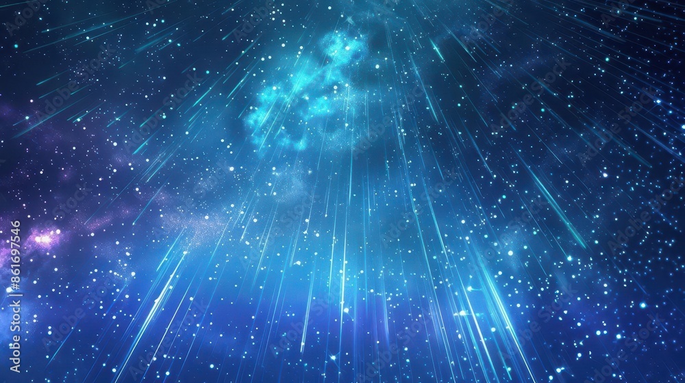 Fototapeta premium starry night sky with spectacular star falls animeinspired fantasy wallpaper beautiful flares and celestial wonders digital art style background