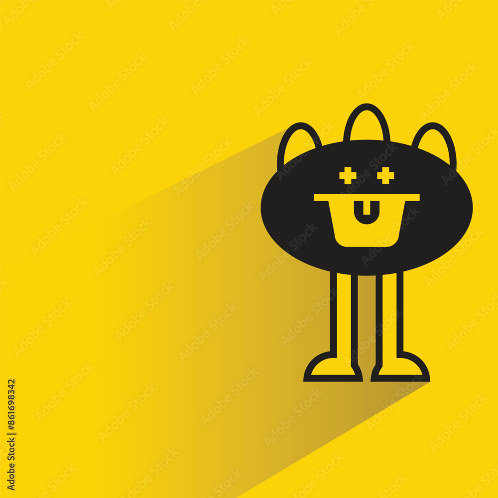 monster with drop shadow on yellow background