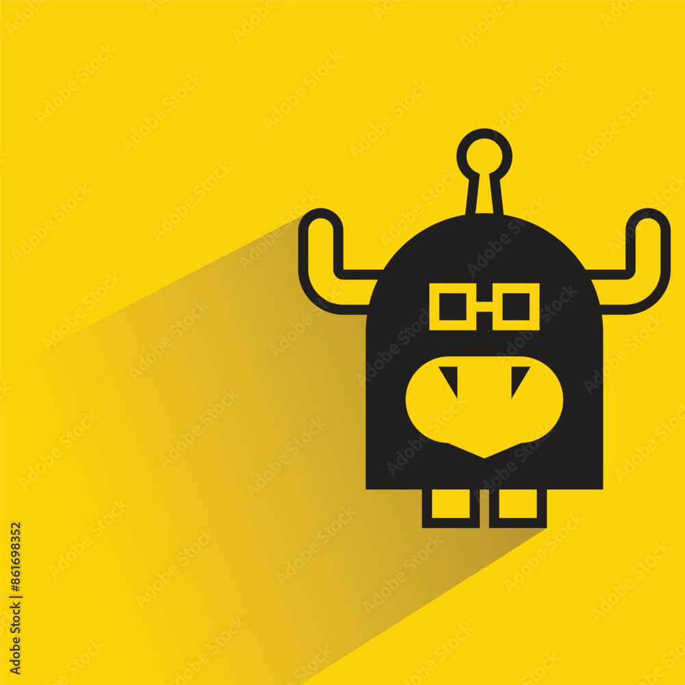 Obraz premium monster with drop shadow on yellow background